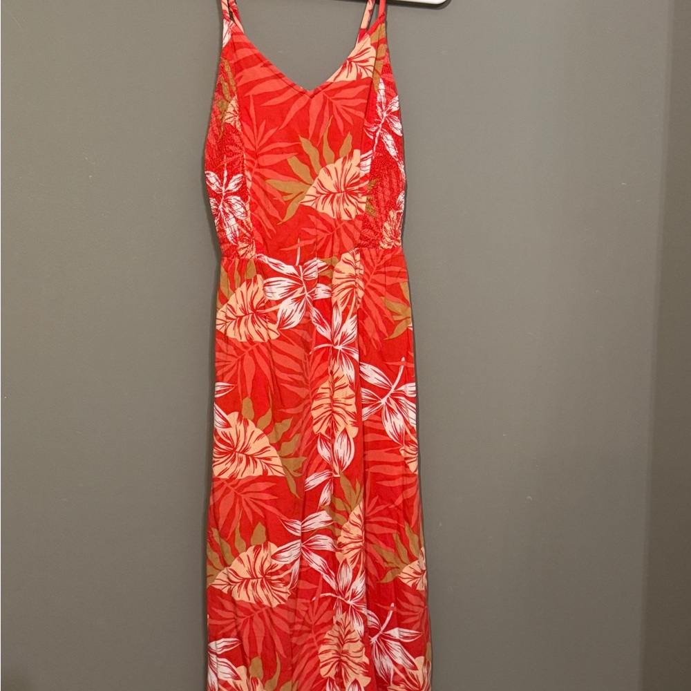 Roxy Red and White Floral Maxi Dress